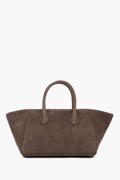 Braune Damen-Tote-Bag aus Veloursleder Vorderansicht