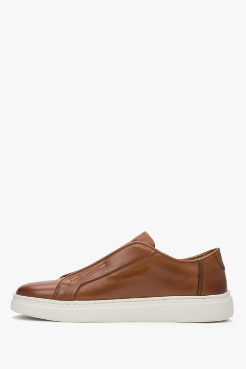 Stilvolle braune Herren Sneaker von Estro aus italienischem Echtleder mit dämpfender, flexibler Sohle.