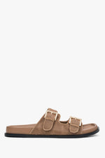 Braune Pantolette aus Leder mit verstellbaren Riemen für Damen Estro ER00117198.