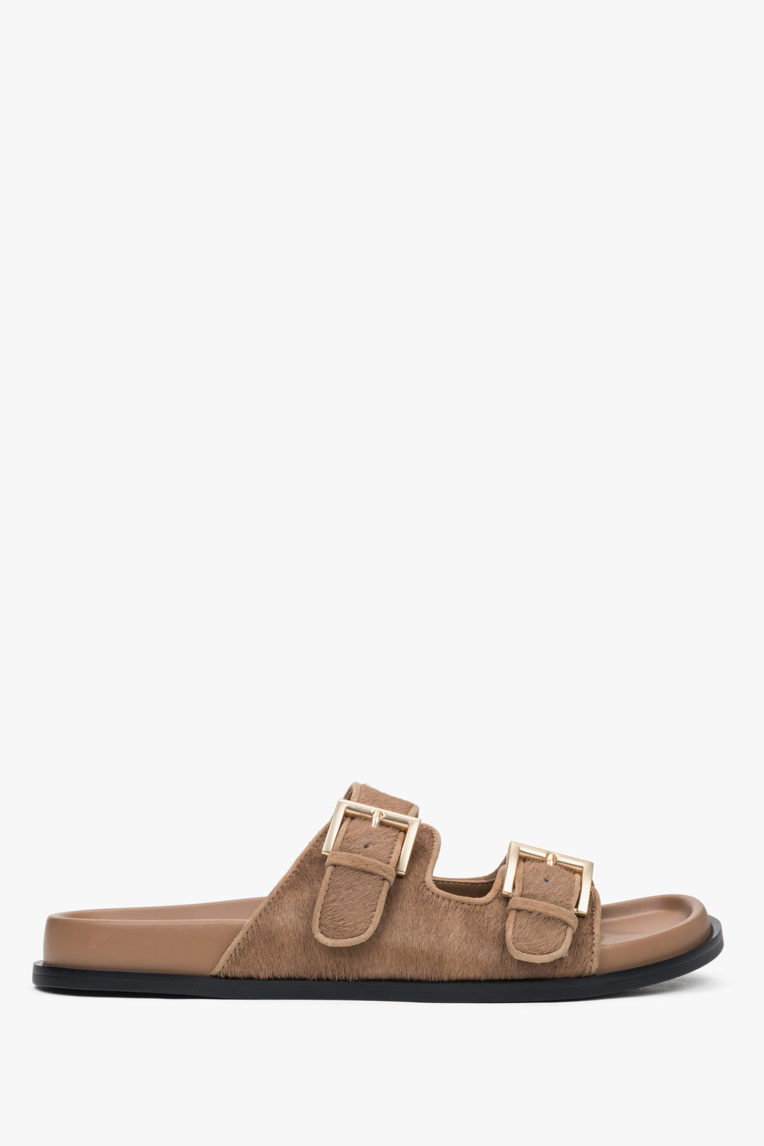 Braune Pantolette aus Leder mit verstellbaren Riemen für Damen Estro ER00117198.