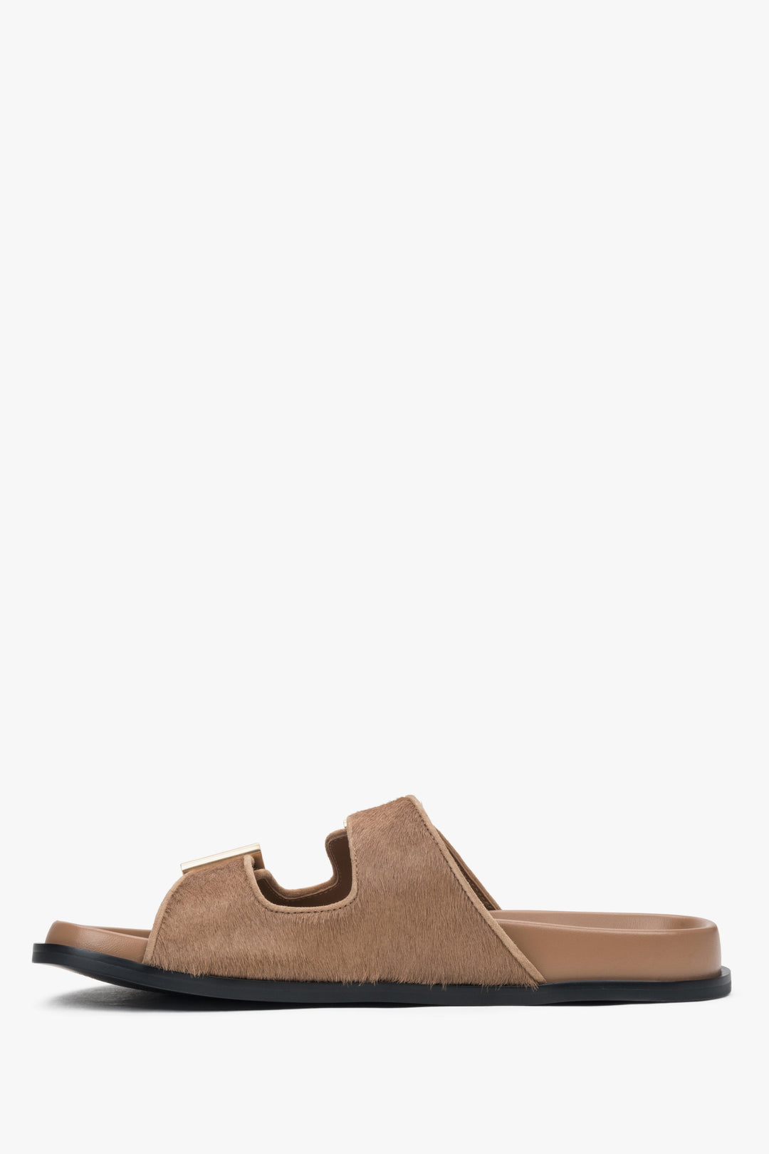 Braune Pantolette aus Leder mit verstellbaren Riemen für Damen Estro ER00117198