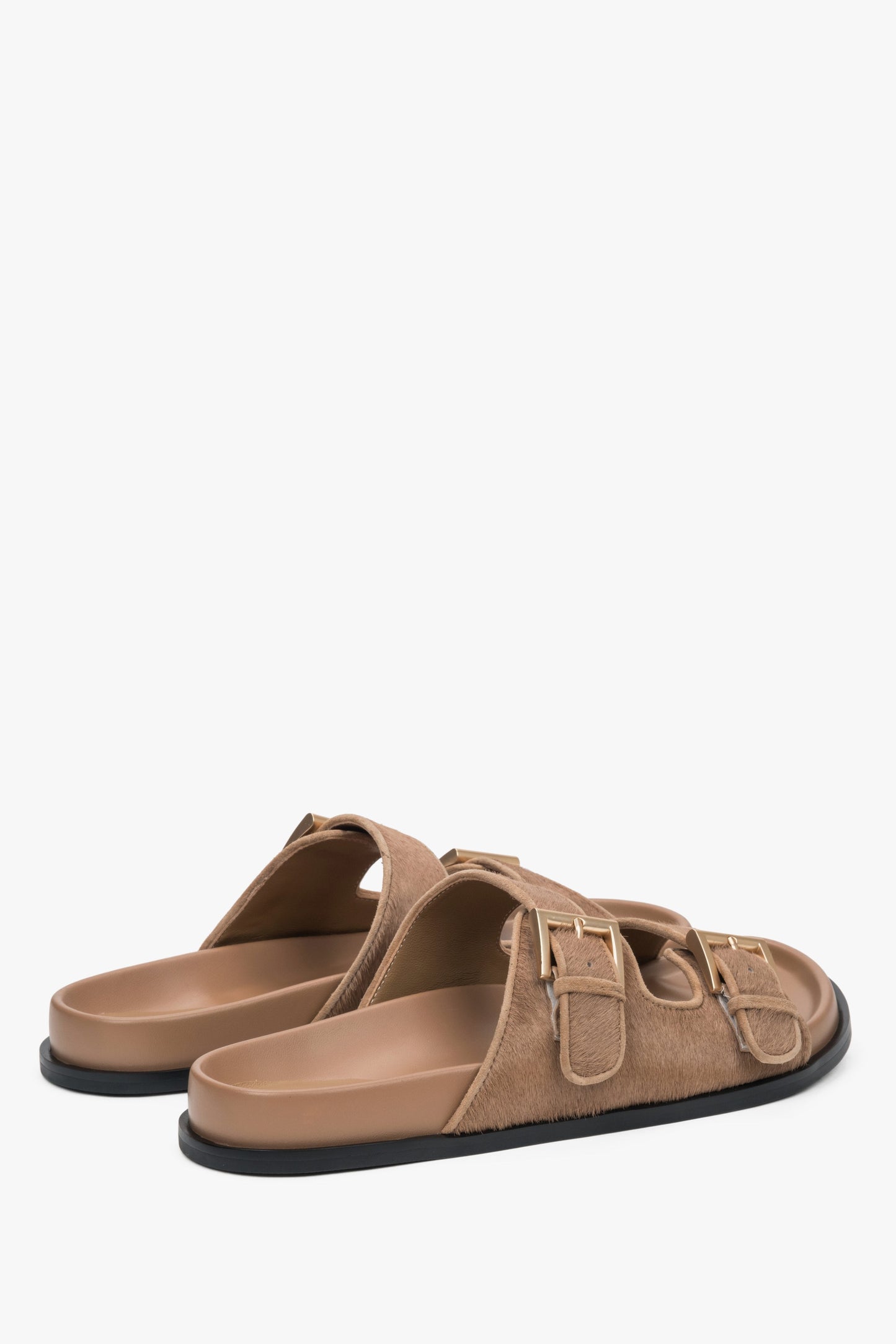Braune Pantolette aus Leder mit verstellbaren Riemen für Damen Estro ER00117198