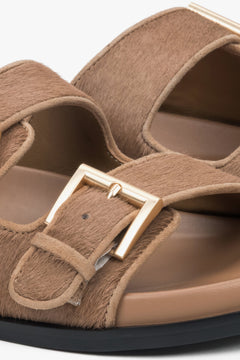 Braune Pantolette aus Leder mit verstellbaren Riemen für Damen Estro ER00117198