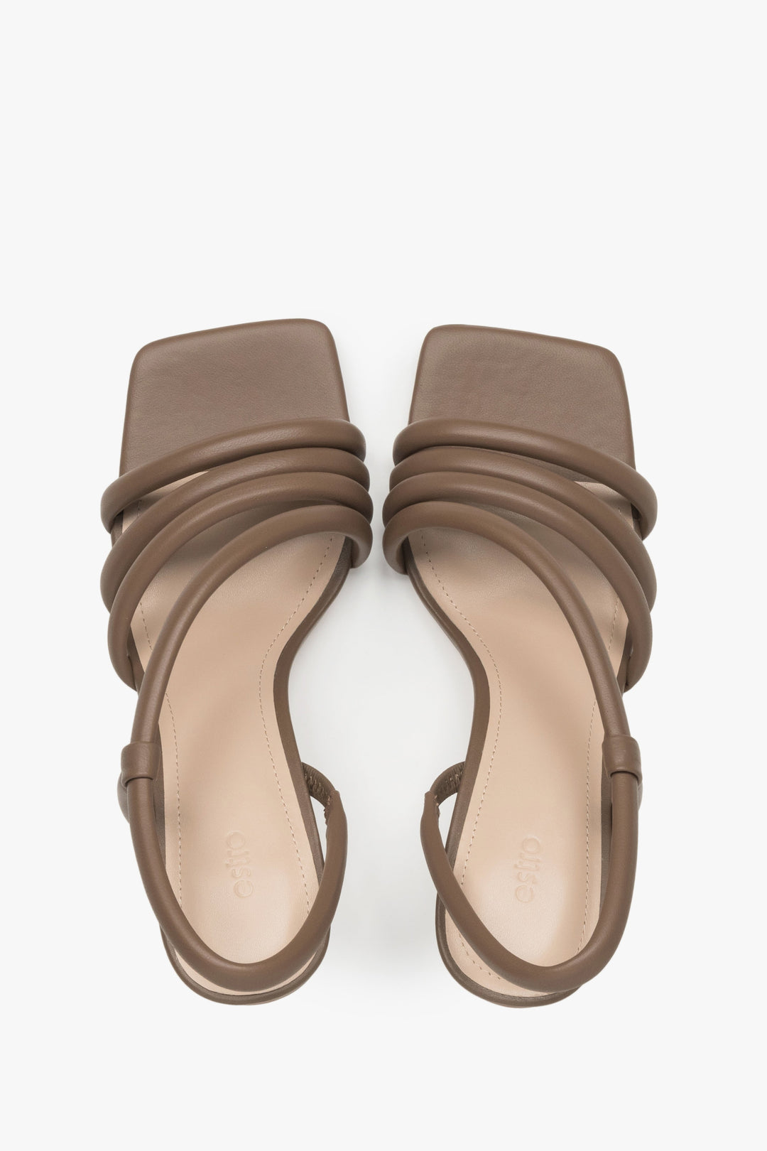 Braune Absatzsandalen mit bequemem Lederfußbett Estro ER00117443