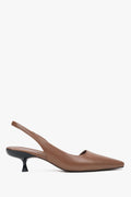 Braune Slingback-Pumps aus Leder mit niedrigem Absatz – Estro ER00116927