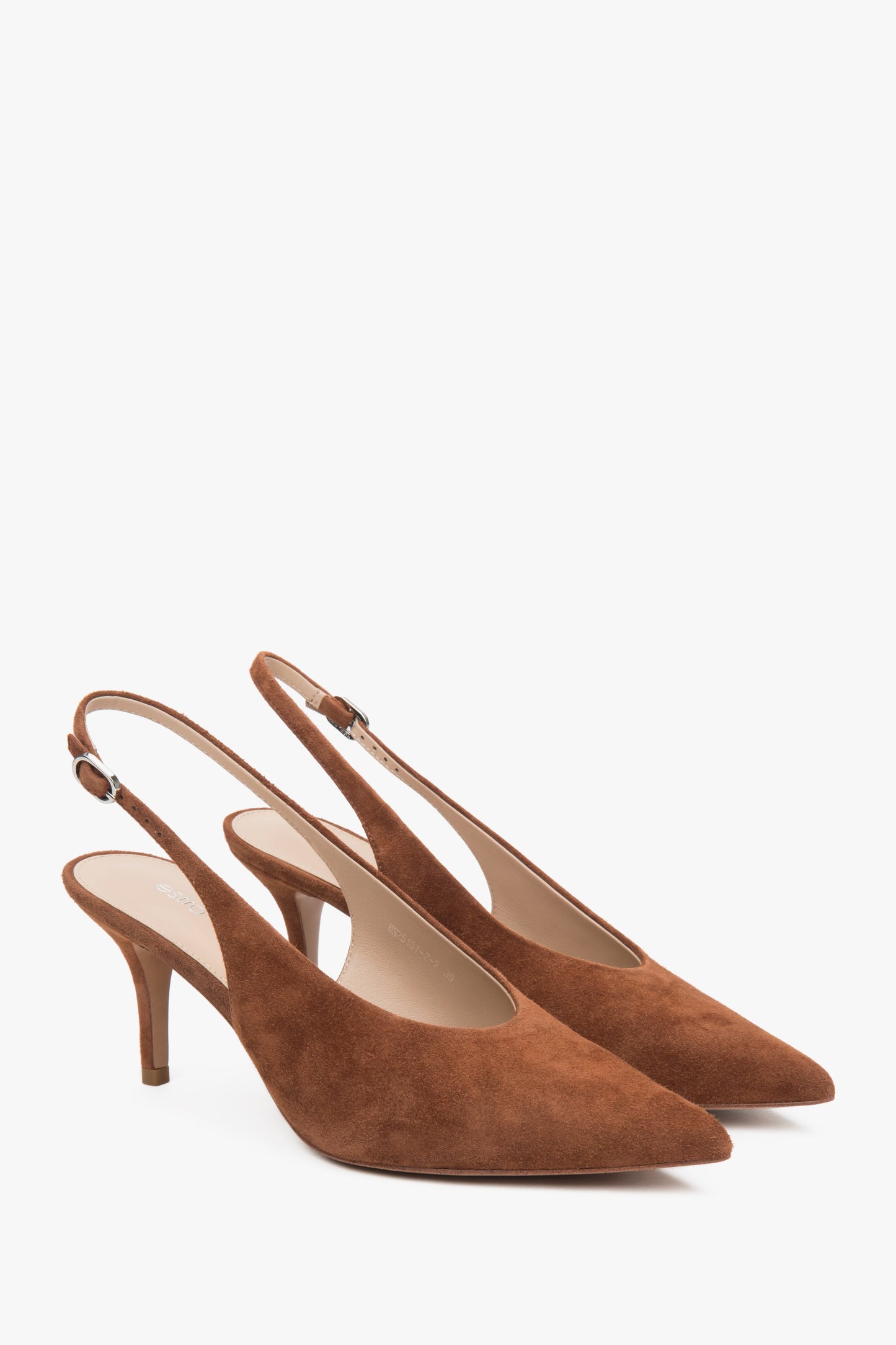 Braune Slingback-Pumps aus Velours für Damen von Estro.
