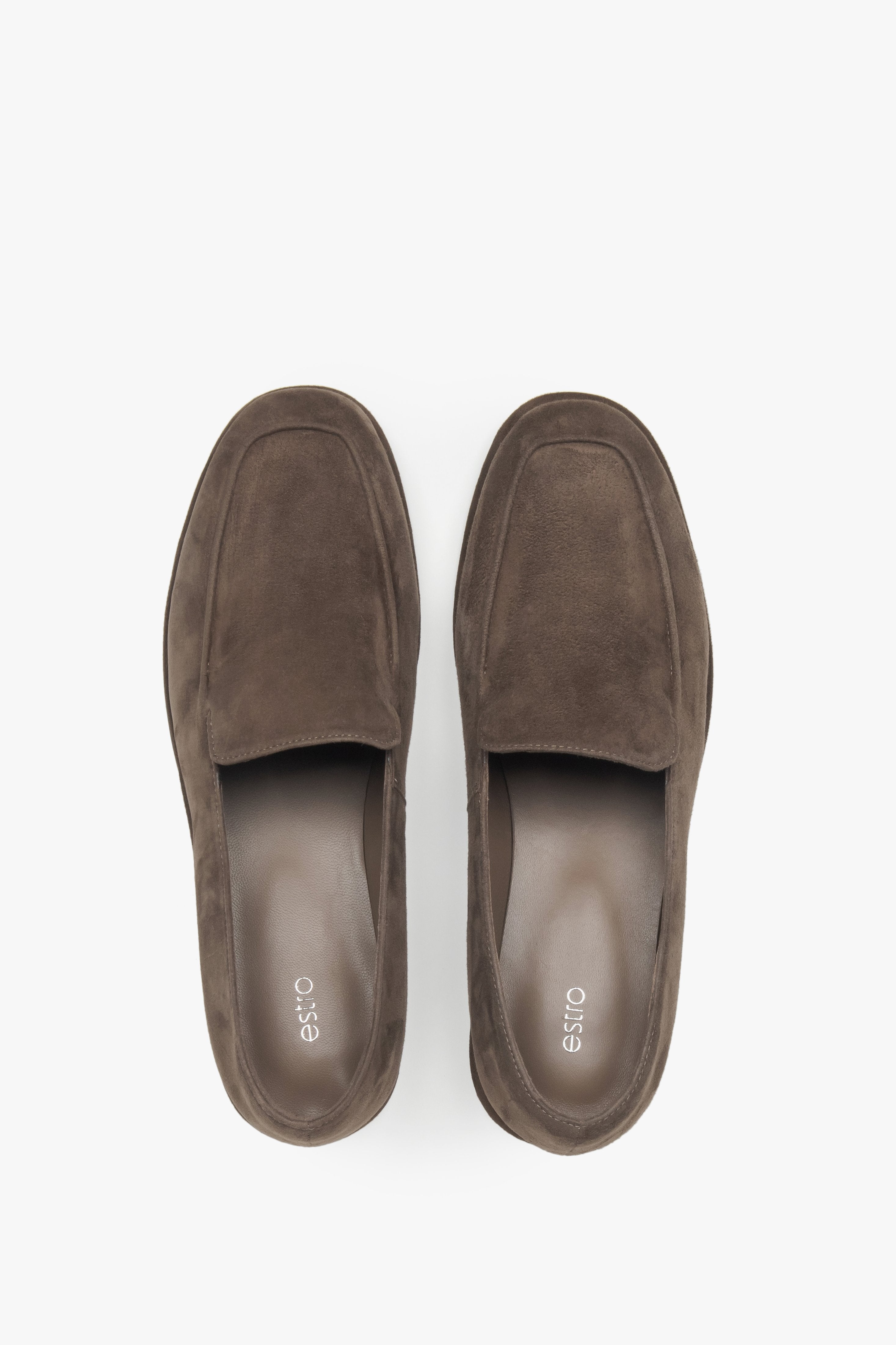 Elegante braune Mokassins für Damen aus hochwertigem Echtleder-Velours.