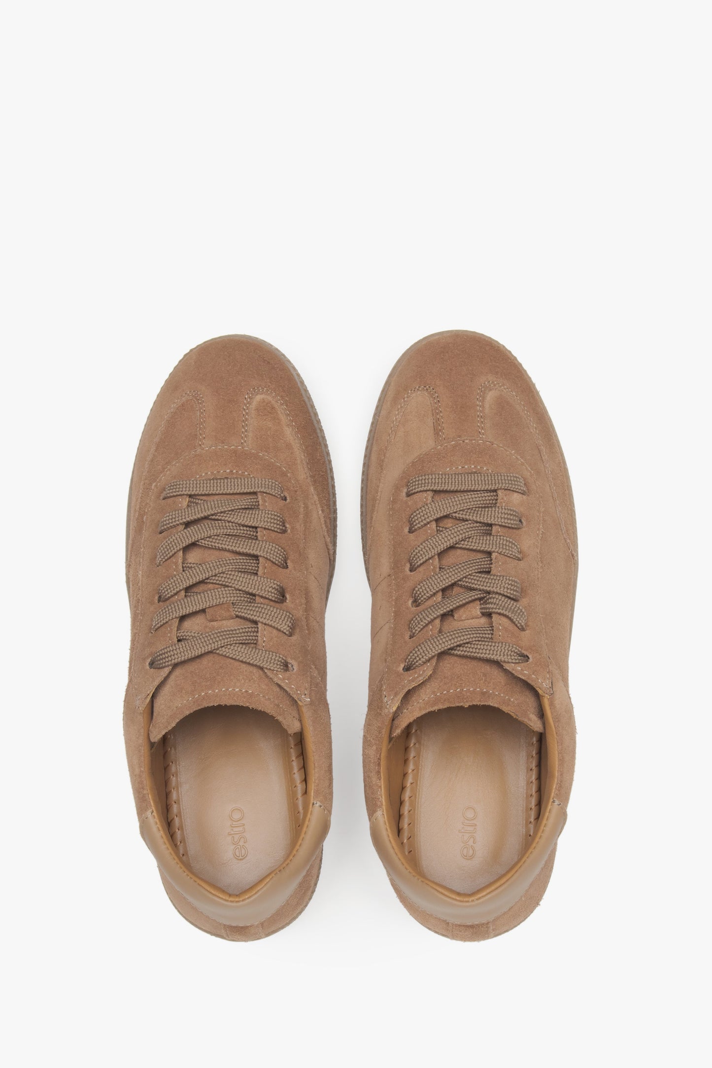 Damen-Sneaker in Braun, gefertigt aus hochwertigem italienischem Echtvelours.