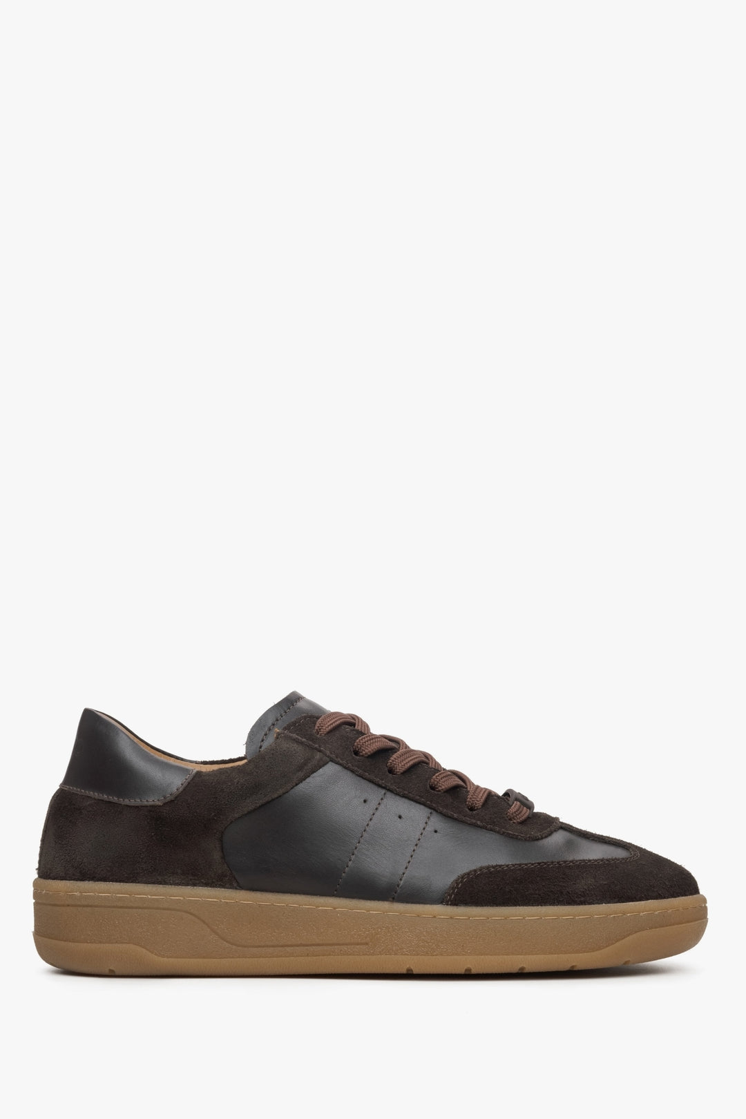 Brauner Damen-Sneaker aus einem italienischen Leder-Velours-Mix Estro ER00115729.