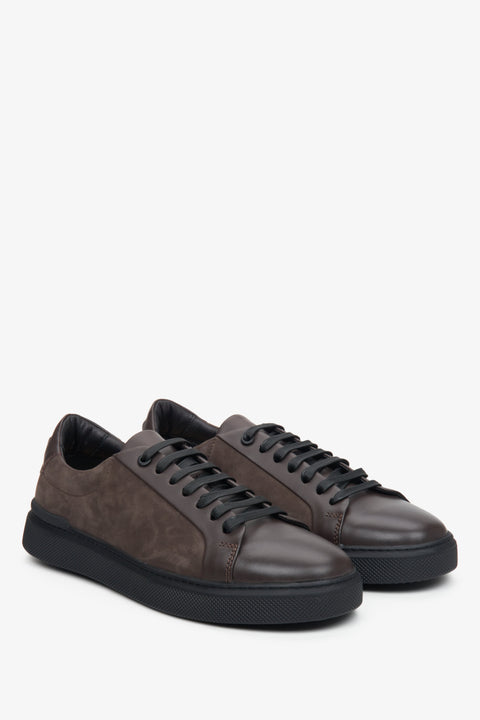 Braune Herren-Sneaker aus Velours und echtem Leder von Estro.