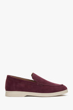 Elegante Loafer für Damen aus hochwertigem italienischem Veloursleder in tiefem Burgunderrot – Estro ER00117032
