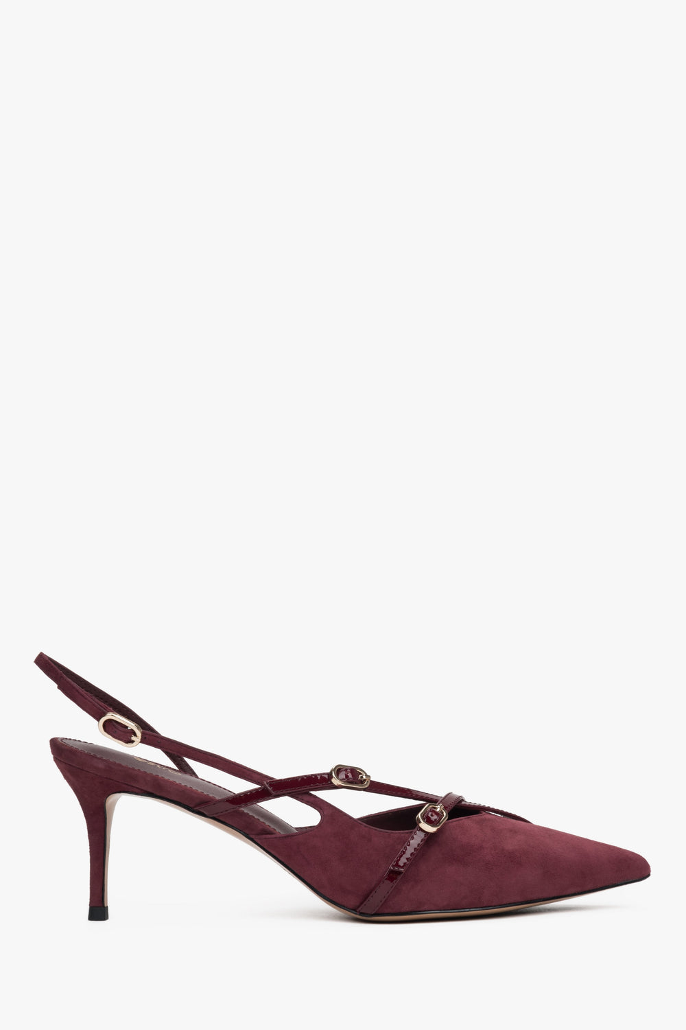 Damen-Slingback-Pumps aus burgunderrotem Velours, Estro ER00117221