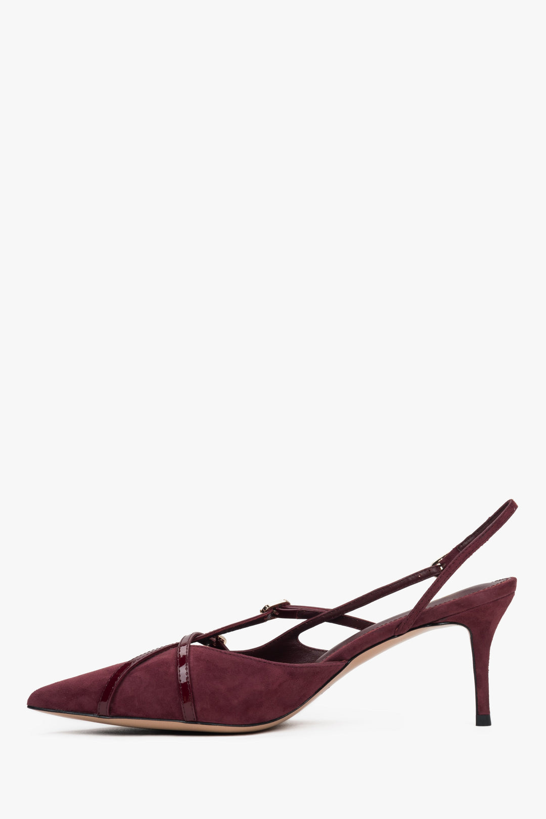 Seitliche Ansicht der burgunderroten Slingback-Pumps von Estro, Estro ER00117221