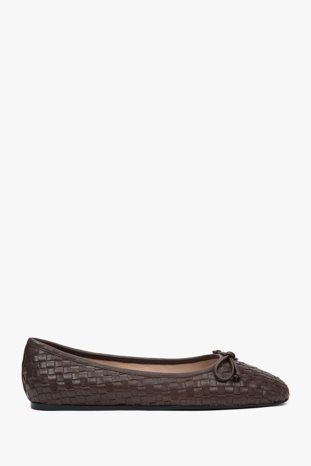 Damen Ballerinas aus dunkelbraunem geflochtenem Echtleder Estro ER00117154.