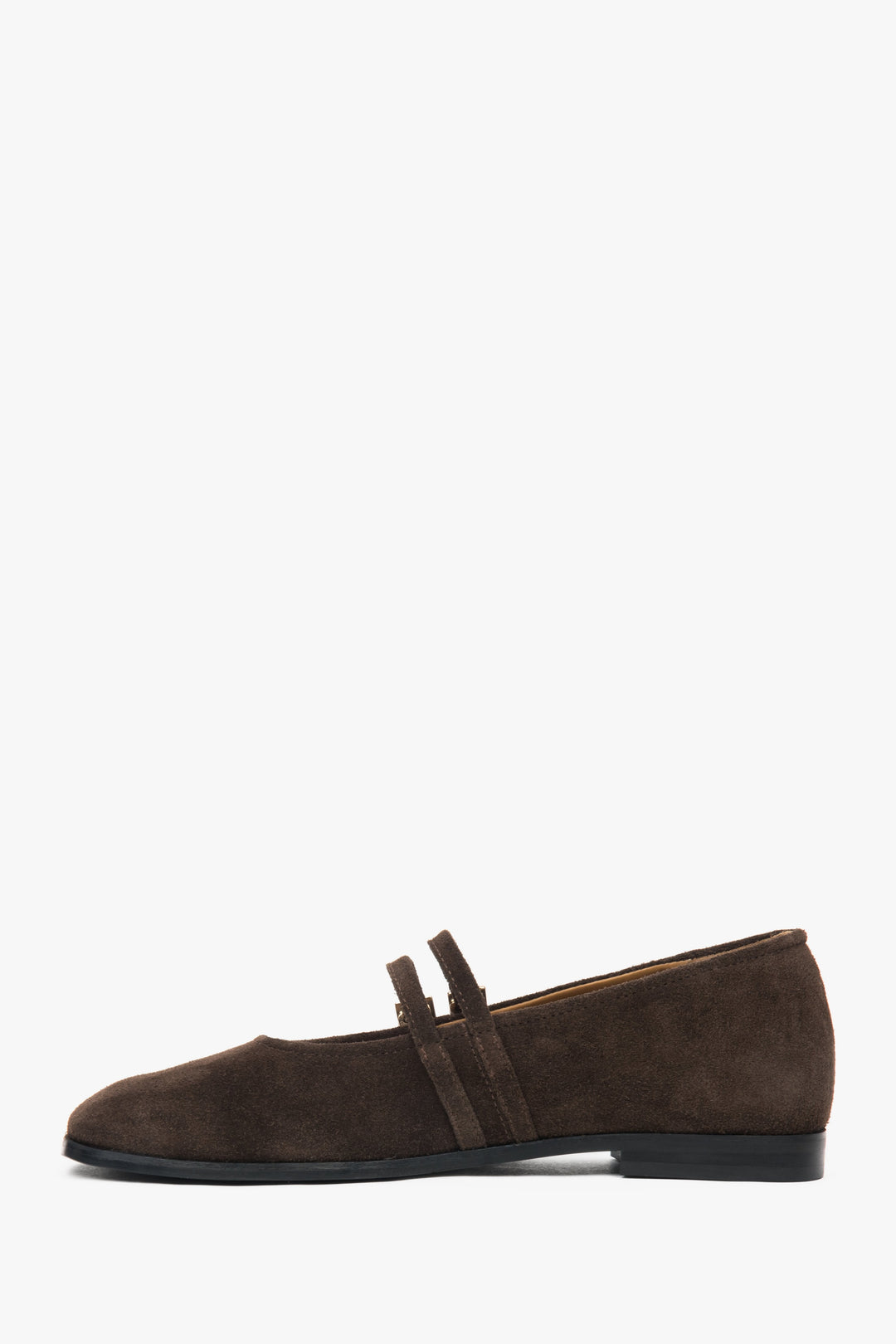 Damen Ballerinas mit Schnalle aus italienischem Premium Echtvelours in Dunkelbraun Estro ER00117293.