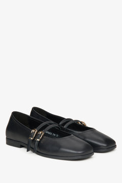 Elegante Ballerinas aus echtem Leder mit dekorativer Schnalle–Estro ER00115555