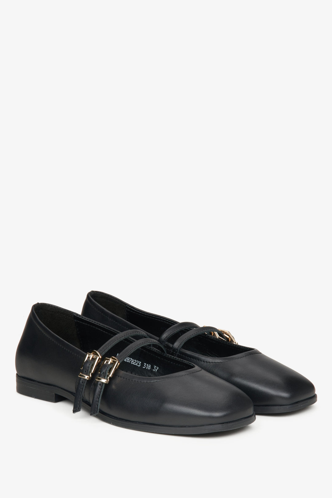 Elegante Ballerinas aus echtem Leder mit dekorativer Schnalle–Estro ER00115555