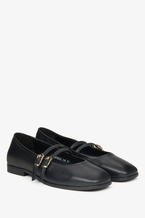 Elegante Ballerinas aus echtem Leder mit dekorativer Schnalle–Estro ER00115555