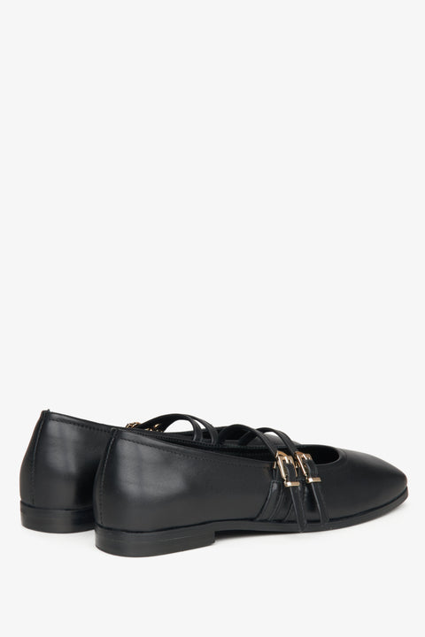 Komfortable schwarze Ballerinas mit hochwertiger Lederverarbeitung–Estro ER00115555