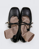 Schwarze Damen-Ballerinas mit Schnalle aus italienischem Premium-Leder Estro ER00115555