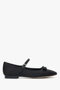 Schwarze Ballerinas aus Textil mit Schnalle und Schleife, Modell Estro ER00116903