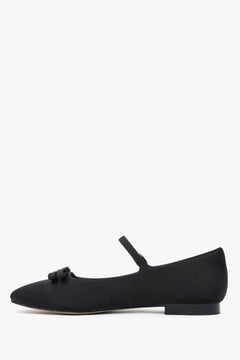 Elegante schwarze Ballerinas aus Textil mit Schleifenverzierung, Modell Estro ER00116903