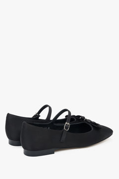 Schwarze Textil-Ballerinas mit Schnalle und Schleife für Damen, Modell Estro ER00116903