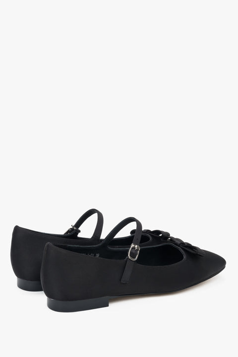 Schwarze Textil-Ballerinas mit Schnalle und Schleife für Damen, Modell Estro ER00116903
