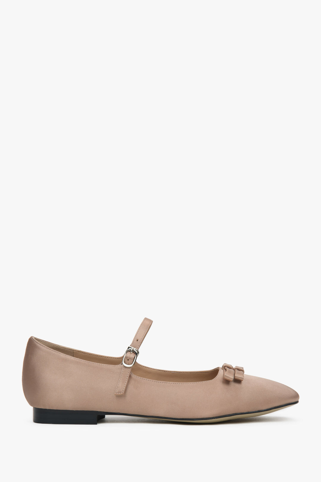 Beige Damen-Ballerinas mit Schnalle und Schleife aus weichem Textil – Estro ER00117136