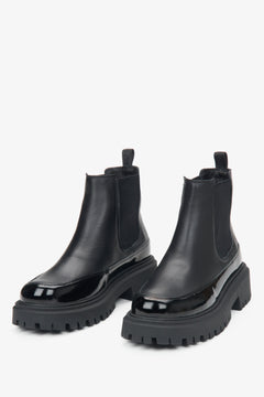 Schwarze Lederschuhe im Chelsea-Stil Estro ER00116054