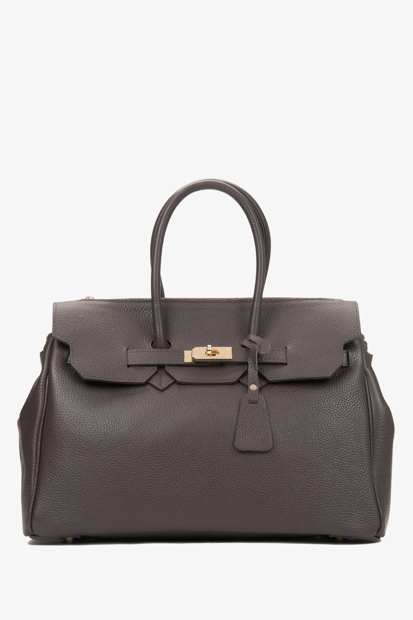 Dunkelbraune Damen Henkeltasche aus italienischem Echtleder, Estro ER00116362