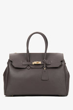 Dunkelbraune Damen Henkeltasche aus italienischem Echtleder, Estro ER00116362