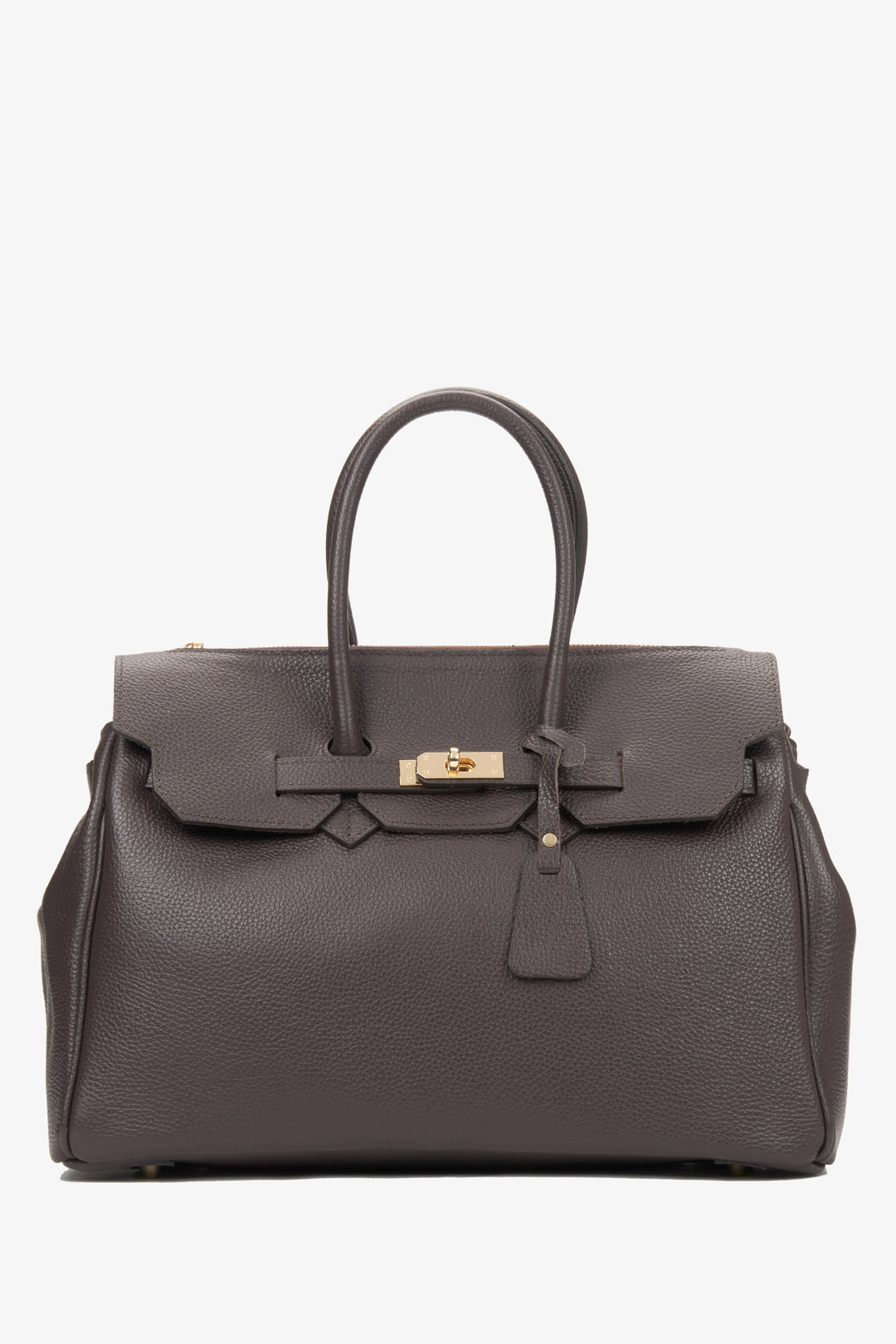 Dunkelbraune Damen Henkeltasche aus italienischem Echtleder, Estro ER00116362