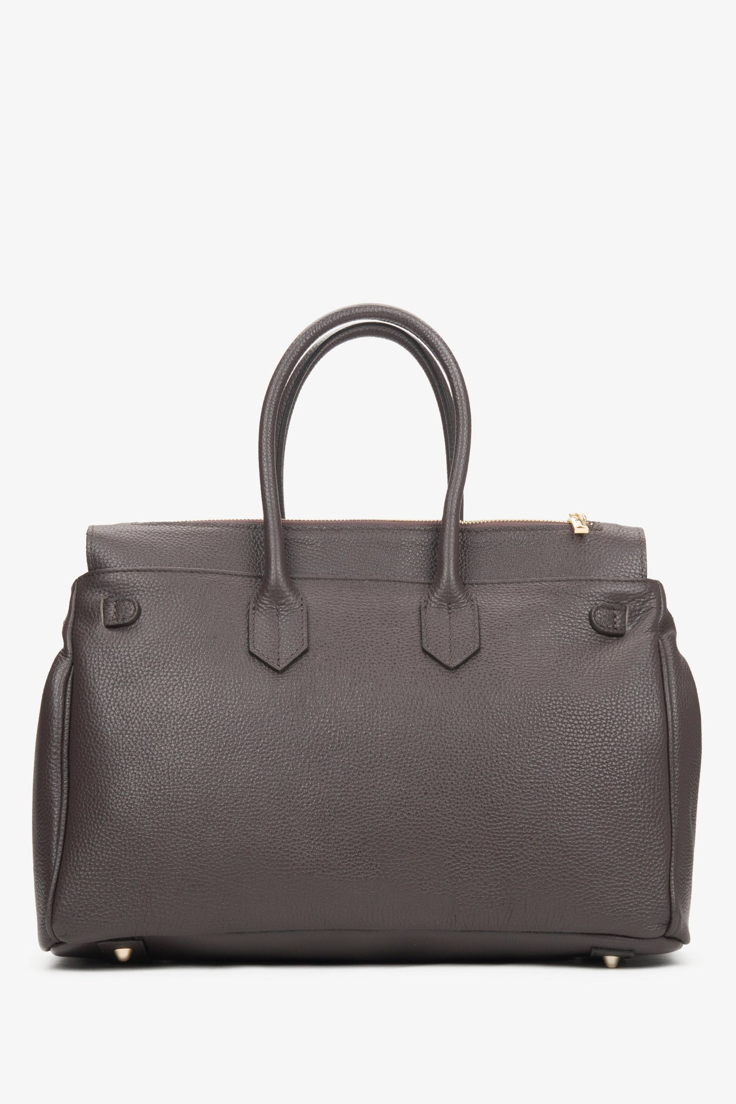 Elegante Henkeltasche für Damen in Dunkelbraun aus Premiumleder, Estro ER00116362