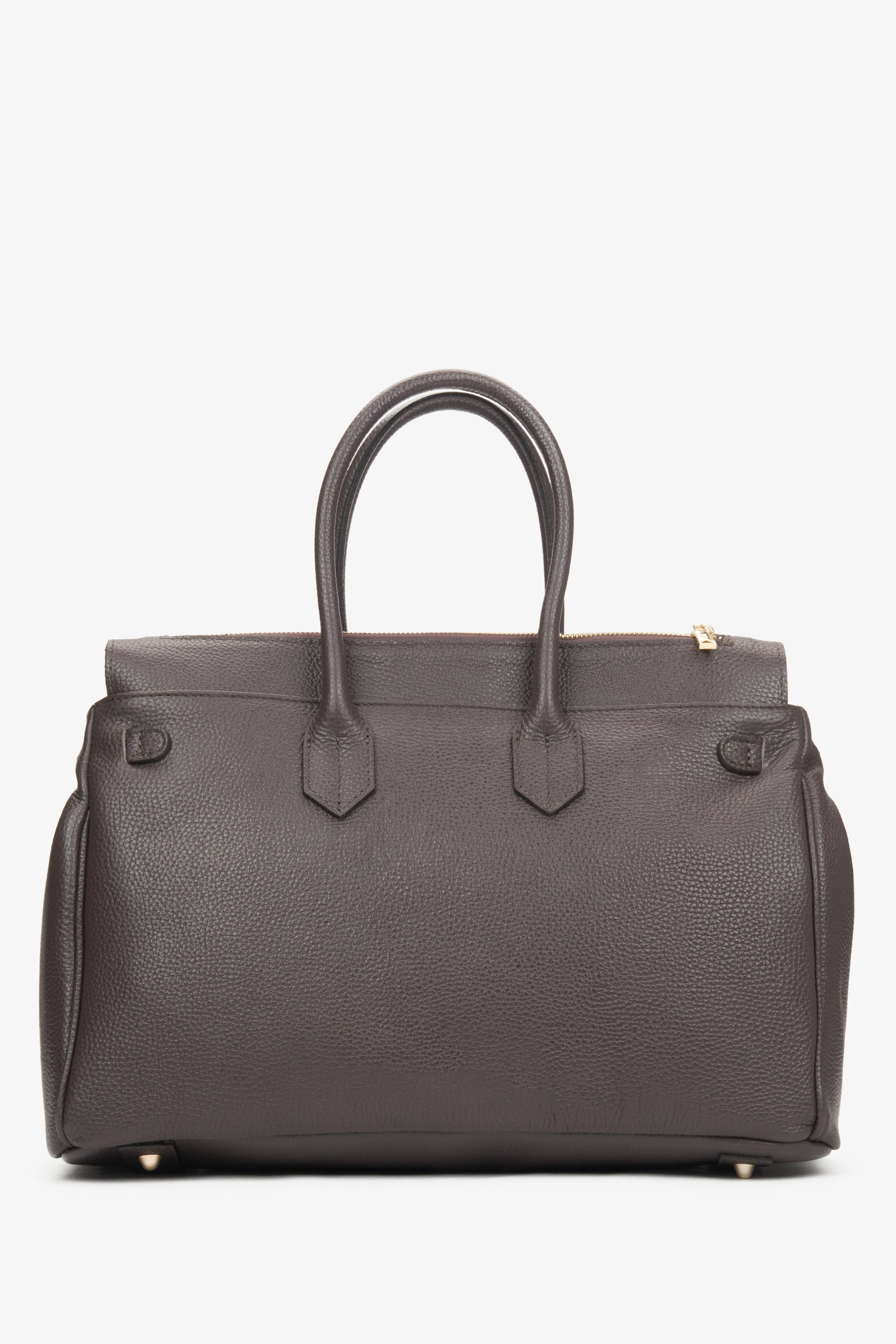 Elegante Henkeltasche für Damen in Dunkelbraun aus Premiumleder, Estro ER00116362