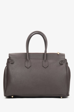 Elegante Henkeltasche für Damen in Dunkelbraun aus Premiumleder, Estro ER00116362