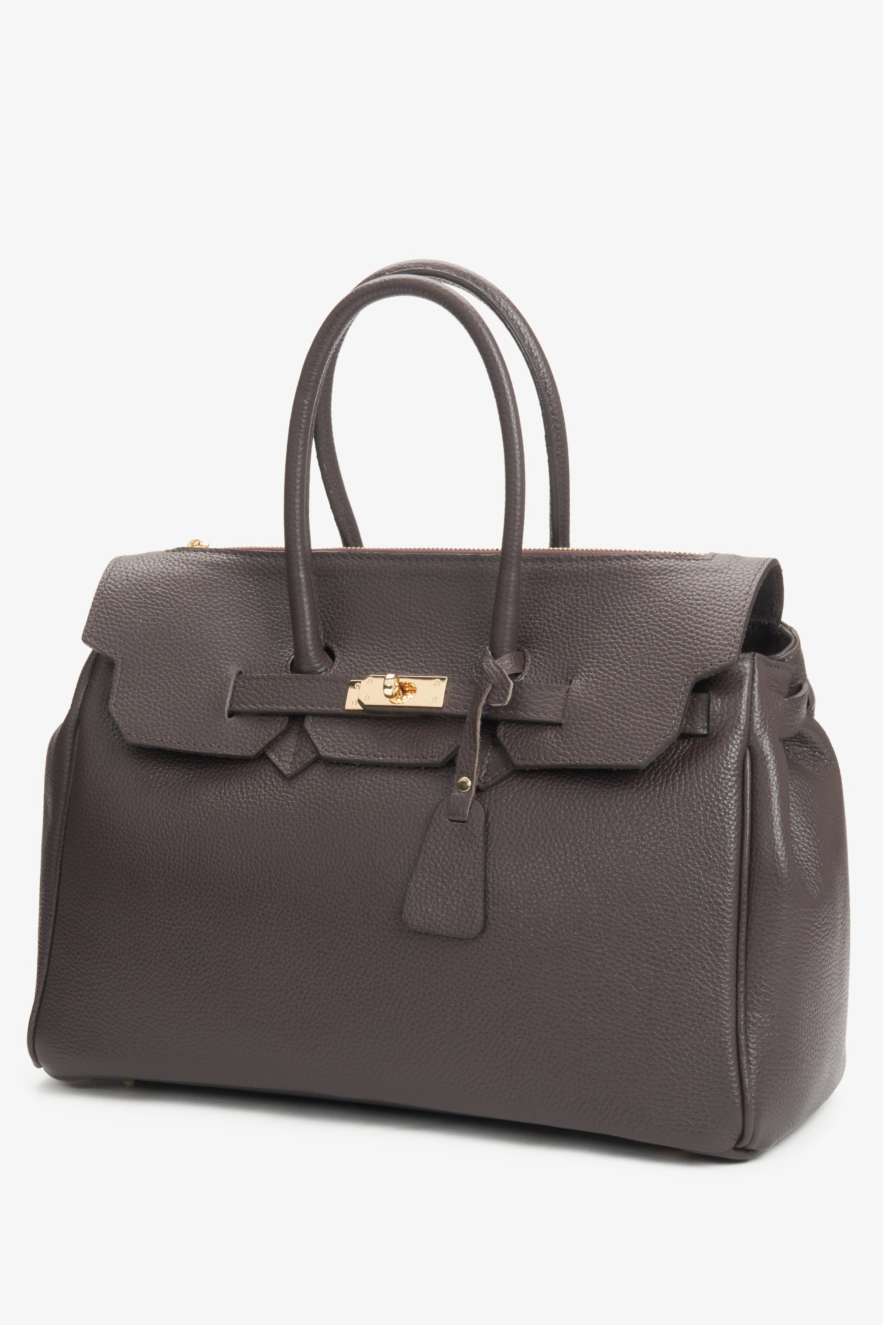 Klassische Damenhandtasche mit Henkeln aus hochwertigem Leder, Estro ER00116362