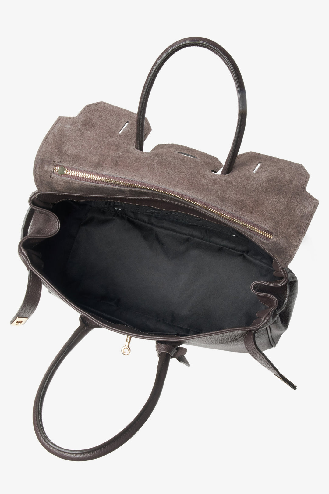 Italienische Henkeltasche für Damen in Dunkelbraun, Modell Estro ER00116362