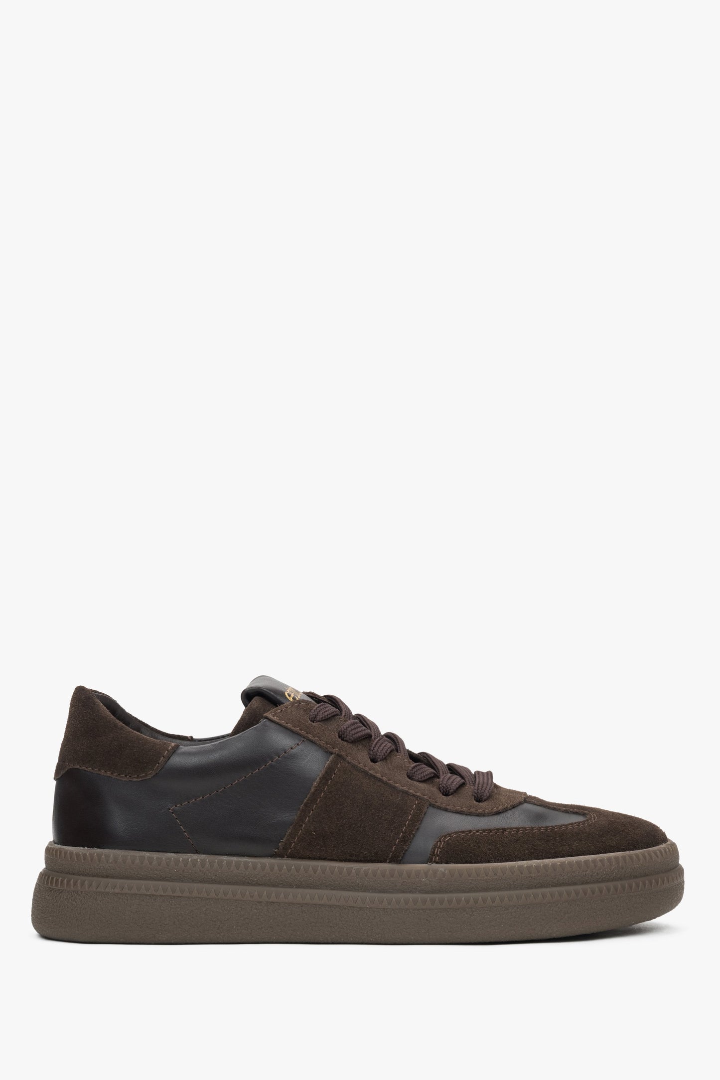 Damen Low-Top Sneaker Velours und Leder Sattelbraun Estro ER00117029.