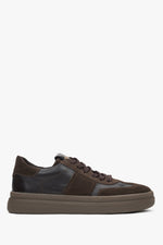 Damen Low-Top Sneaker Velours und Leder Sattelbraun Estro ER00117029.