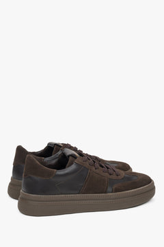 Damen Low-Top Sneaker Velours und Leder Sattelbraun.
