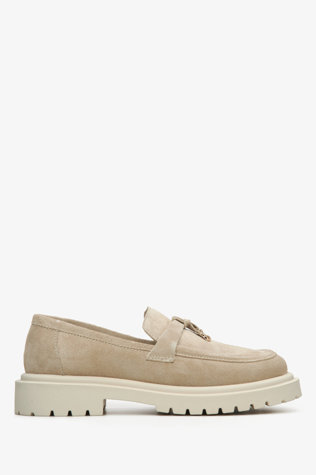 Hellbraune Damen Mokassins aus italienischem Veloursleder Estro ER00115091