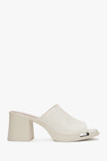 Damen-Mules aus Leder mit Blockabsatz in Hellbeige Estro ER00117378.