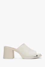 Damen-Mules aus Leder mit Blockabsatz in Hellbeige Estro ER00117378.