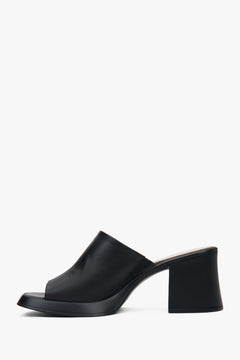 Stilvolle schwarze Damen-Mules von Estro, gefertigt aus hochwertigem Naturleder und mit stabilem Blockabsatz.