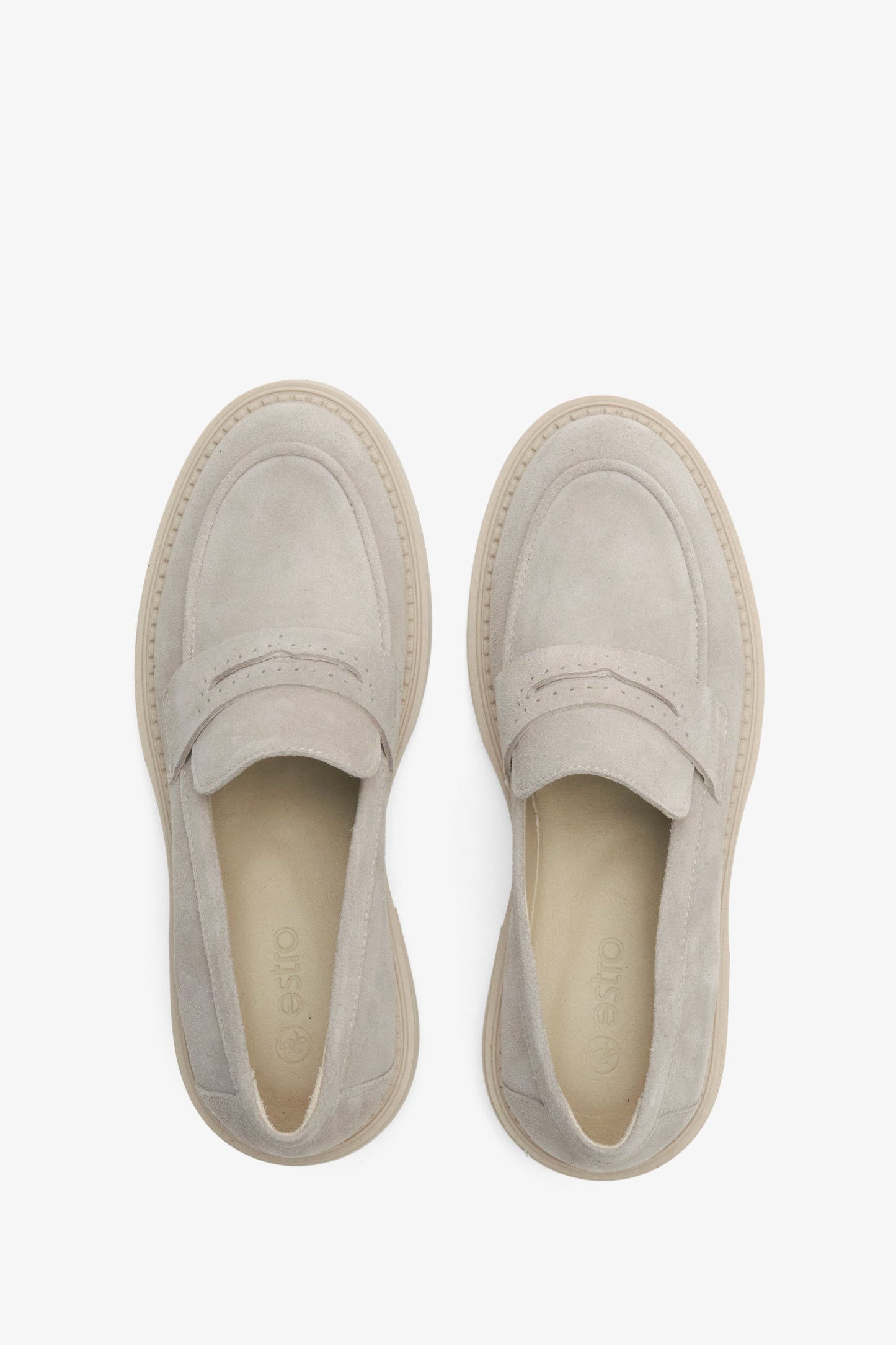 Klassische Damen Penny Loafers aus Veloursleder mit abgerundeter Spitze, Estro ER00114530
