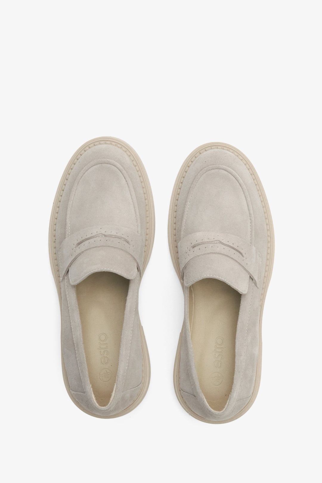Klassische Damen Penny Loafers aus Veloursleder mit abgerundeter Spitze, Estro ER00114530