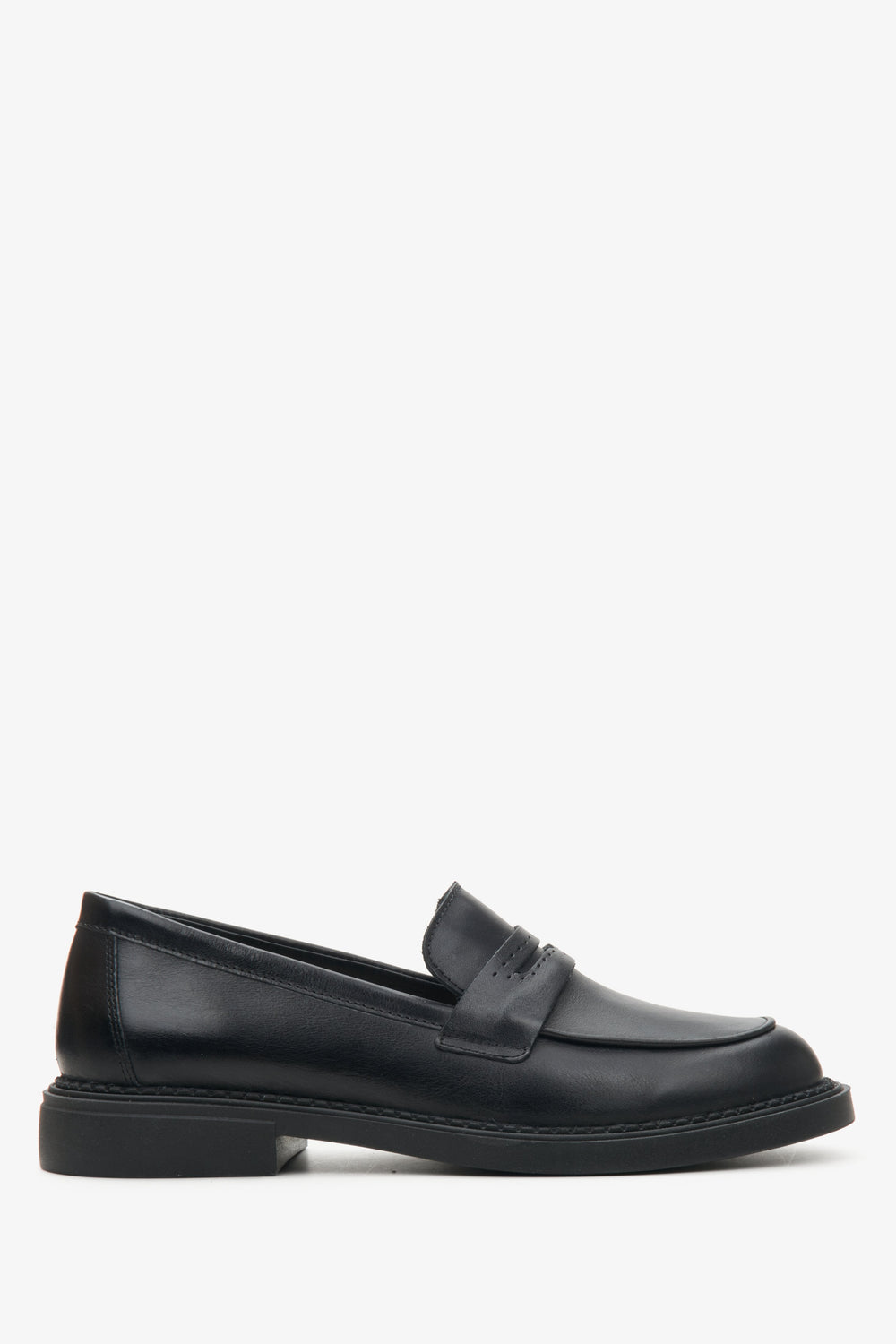 Damen Penny Loafers aus schwarzem Leder Estro ER00114397