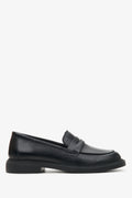 Damen Penny Loafers aus schwarzem Leder Estro ER00114397