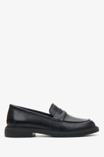 Damen Penny Loafers aus schwarzem Leder Estro ER00114397